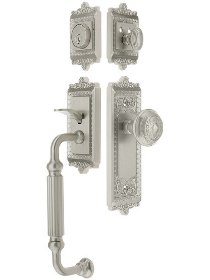 Windsor Entry Lock Set in Satin Nickel Finish with Windsor Knob and